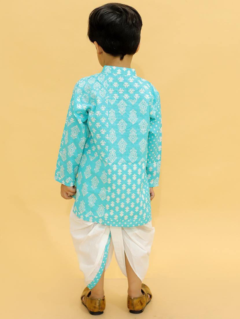 boys mandarin neck printed dhoti kurta set - 21368884 - Zoom Image - 4