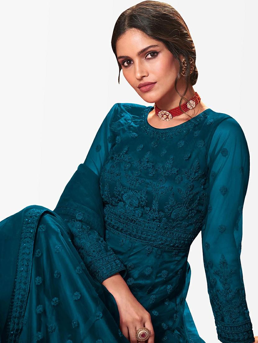 women embroidered semi-stitched anarkali suits set - 21369345 - Standard Image - 2