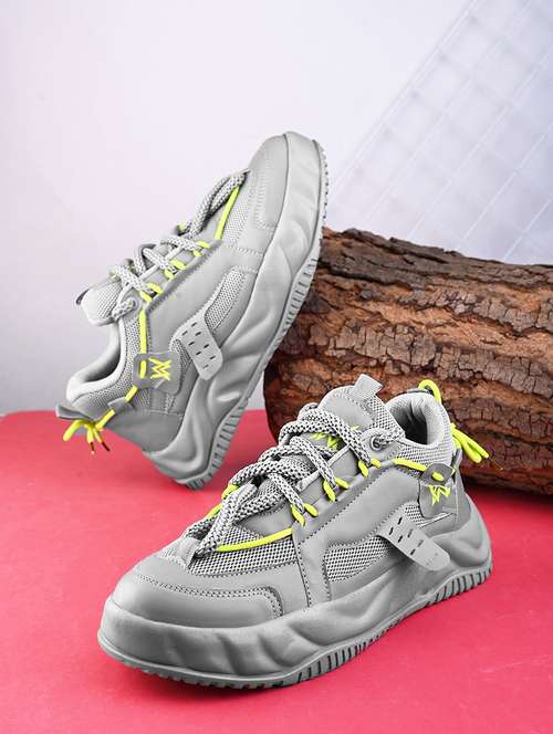 grey synthetic lace up sneakers - 21370080 - Very Small Image - 1