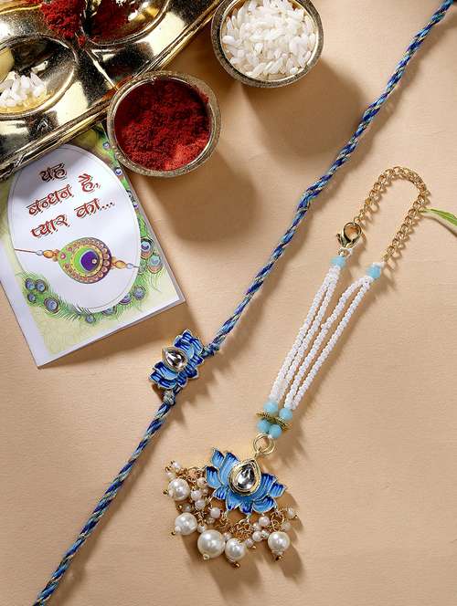 lotus design rakhi set - 21370105 - Very Small Image - 1