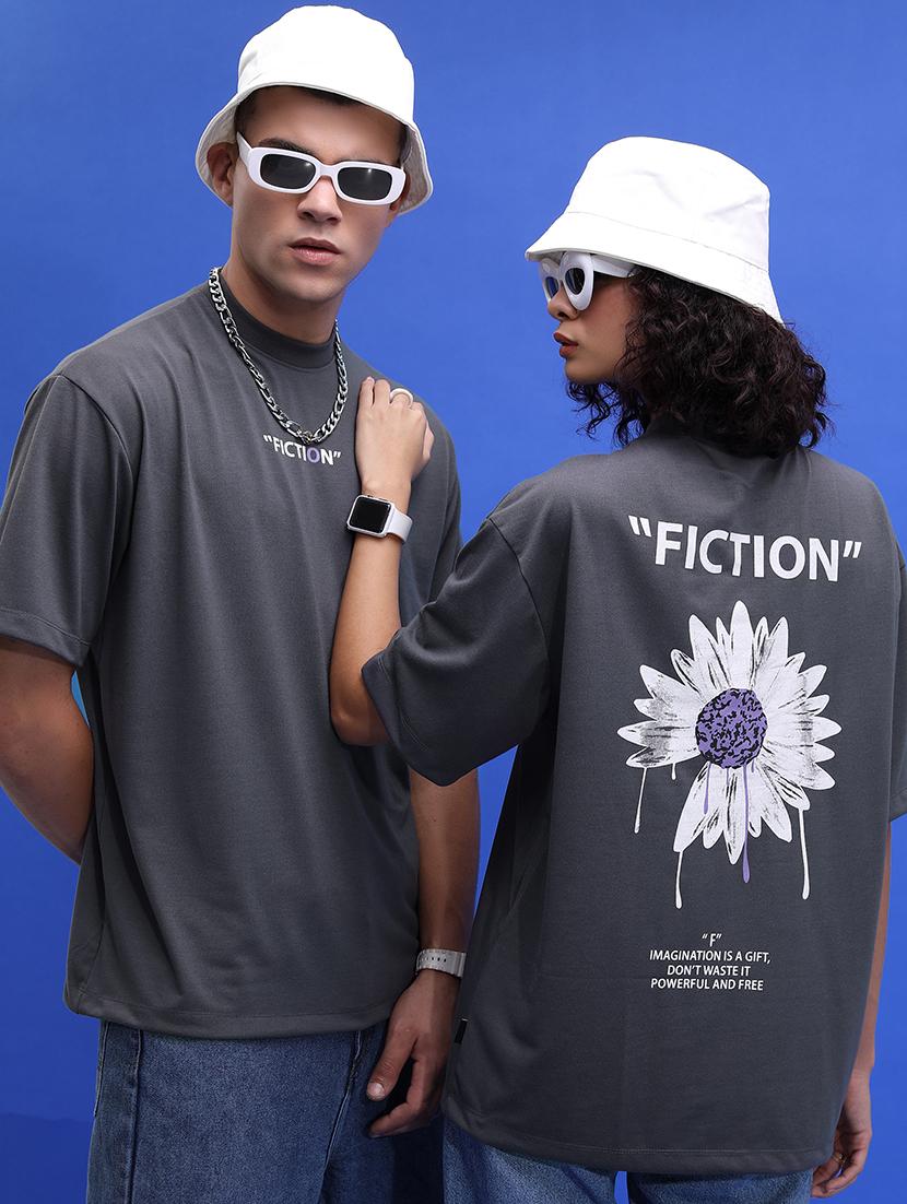 round neck chest print couple t-shirt - 21374978 - Standard Image - 2