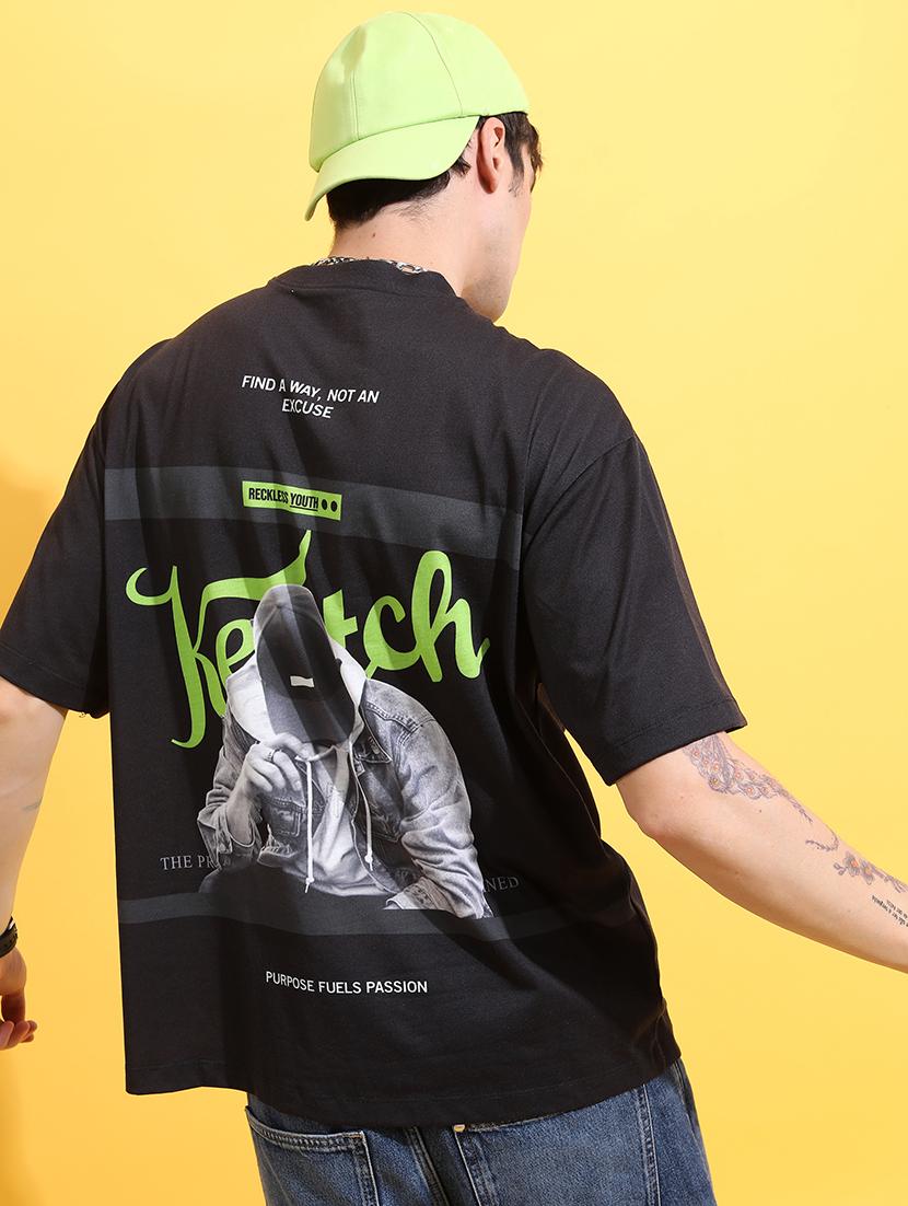 men front & back print oversized round neck t-shirt - 21375138 - Zoom Image - 2