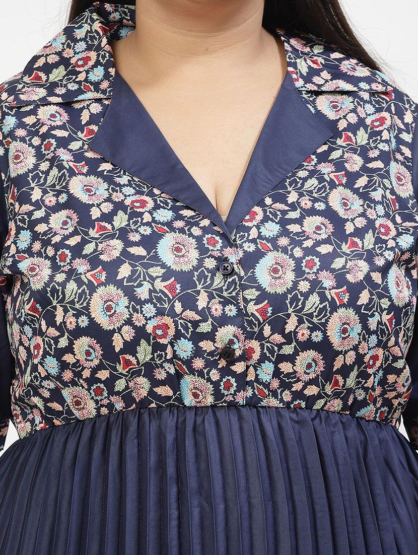 women navy blue plus size fit & flare dress - 21382484 - Zoom Image - 5