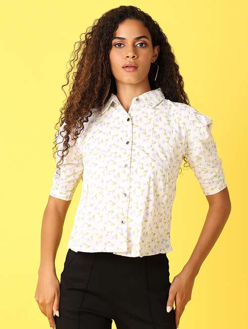 women printed collared shirt style top - 21382829 - Very Small Image - 1