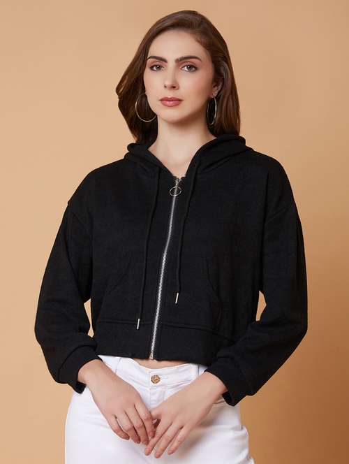 women black acrylic plain sweatshirt - 21387366 - Very Small Image - 1