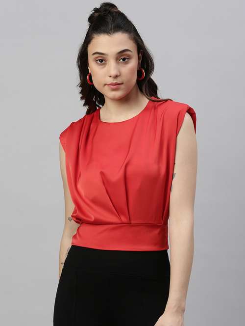 red solid tie back top - 21387418 - Very Small Image - 1