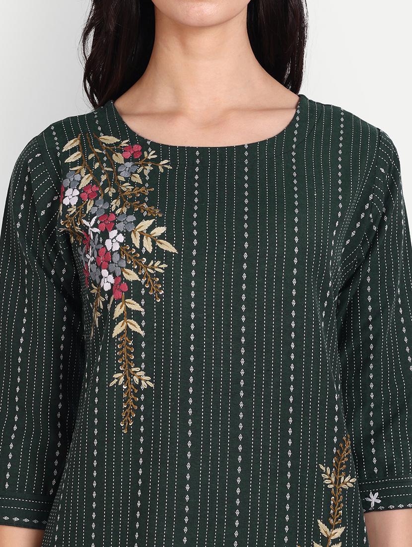 women three quarter sleeve straight kurta - 21389141 - Zoom Image - 3