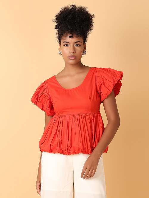 women red solid short sleeve top - 21389840 - Very Small Image - 1