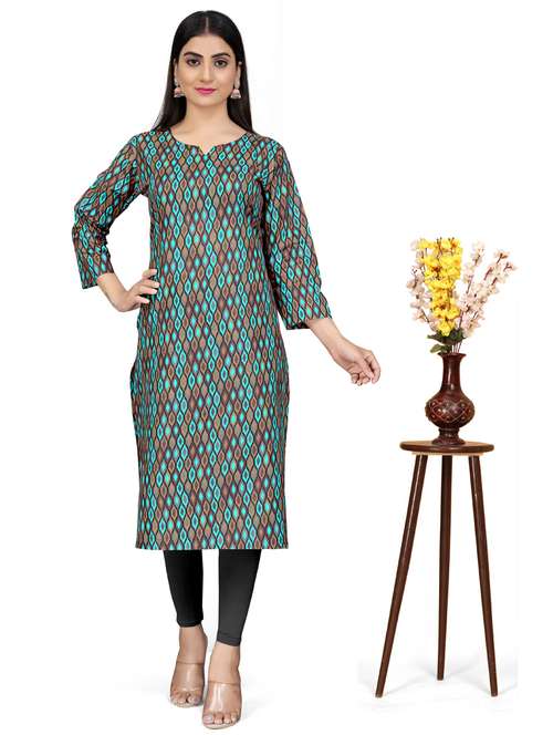 women three quarter sleeve straight kurta - 21391293 - Very Small Image - 1