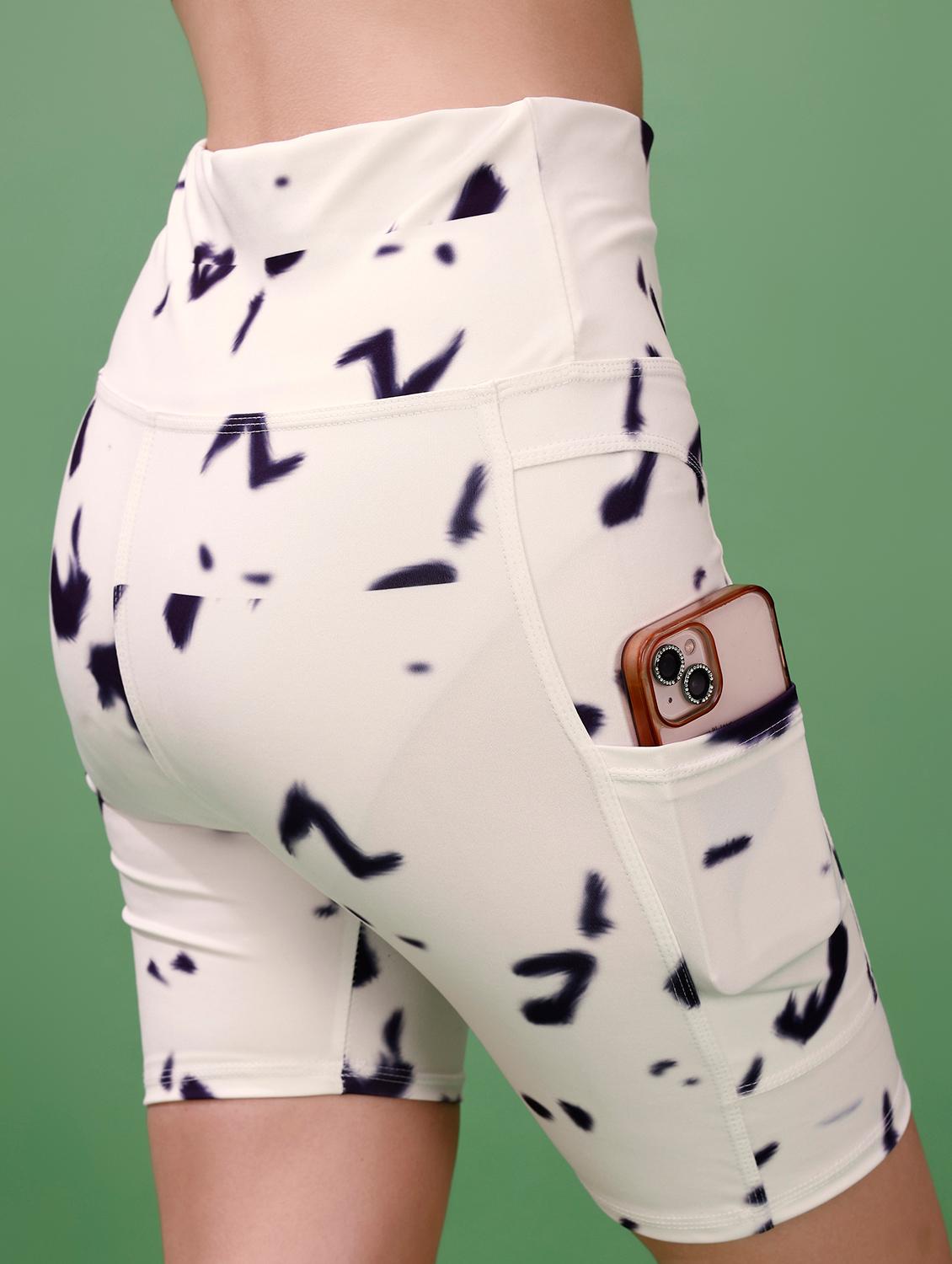women printed high rise active wear short - 21391426 - Standard Image - 2
