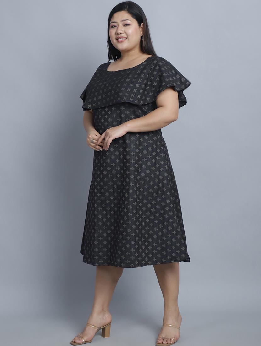 women self design short sleeves a-line dress - 21391632 - Standard Image - 2
