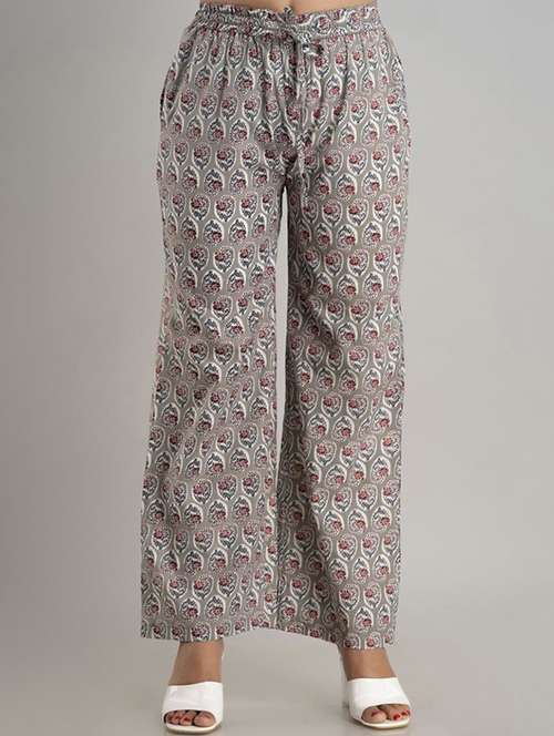 women printed mid rise palazzo - 21393300 - Very Small Image - 1