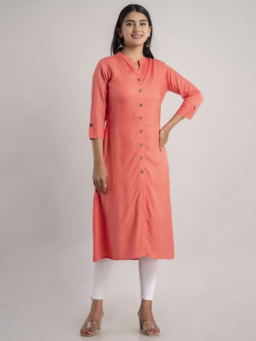 women solid front slit kurta - 21393367 - Very Small Image - 1