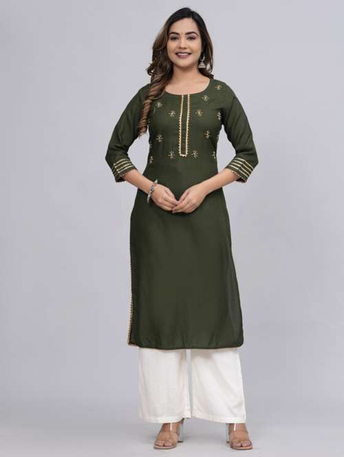 green kurta palazzo set  - 21393475 - Very Small Image - 1