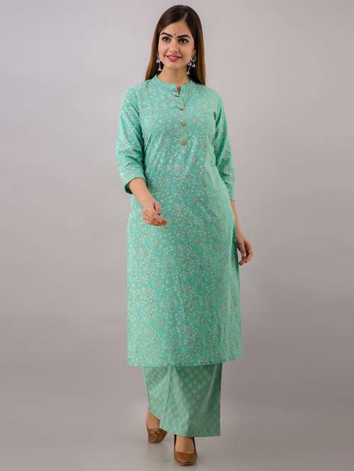 women three quarter sleeve kurta palazzo set  - 21393524 - Very Small Image - 1