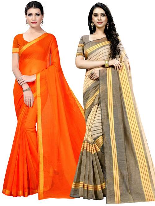 pack of 2 printed casual wear saree with blouse - 21395764 - Very Small Image - 1