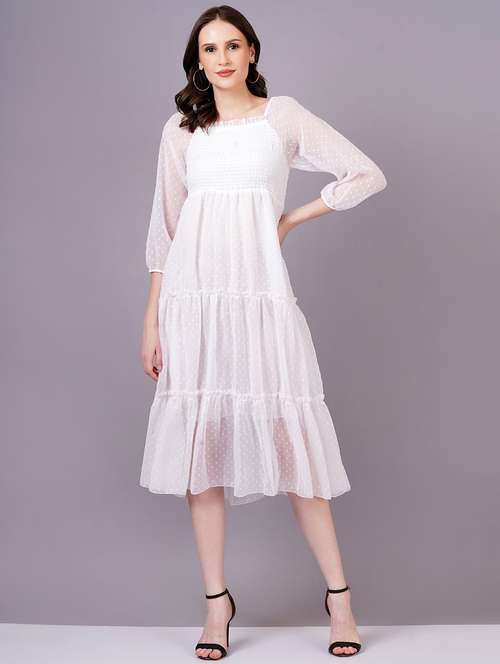 women self designed puff sleeves tiered dress - 21399785 - Very Small Image - 1