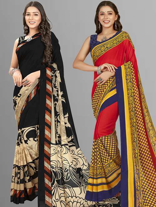 women pack of 2 printed saree with blouse - 21406499 - Very Small Image - 1