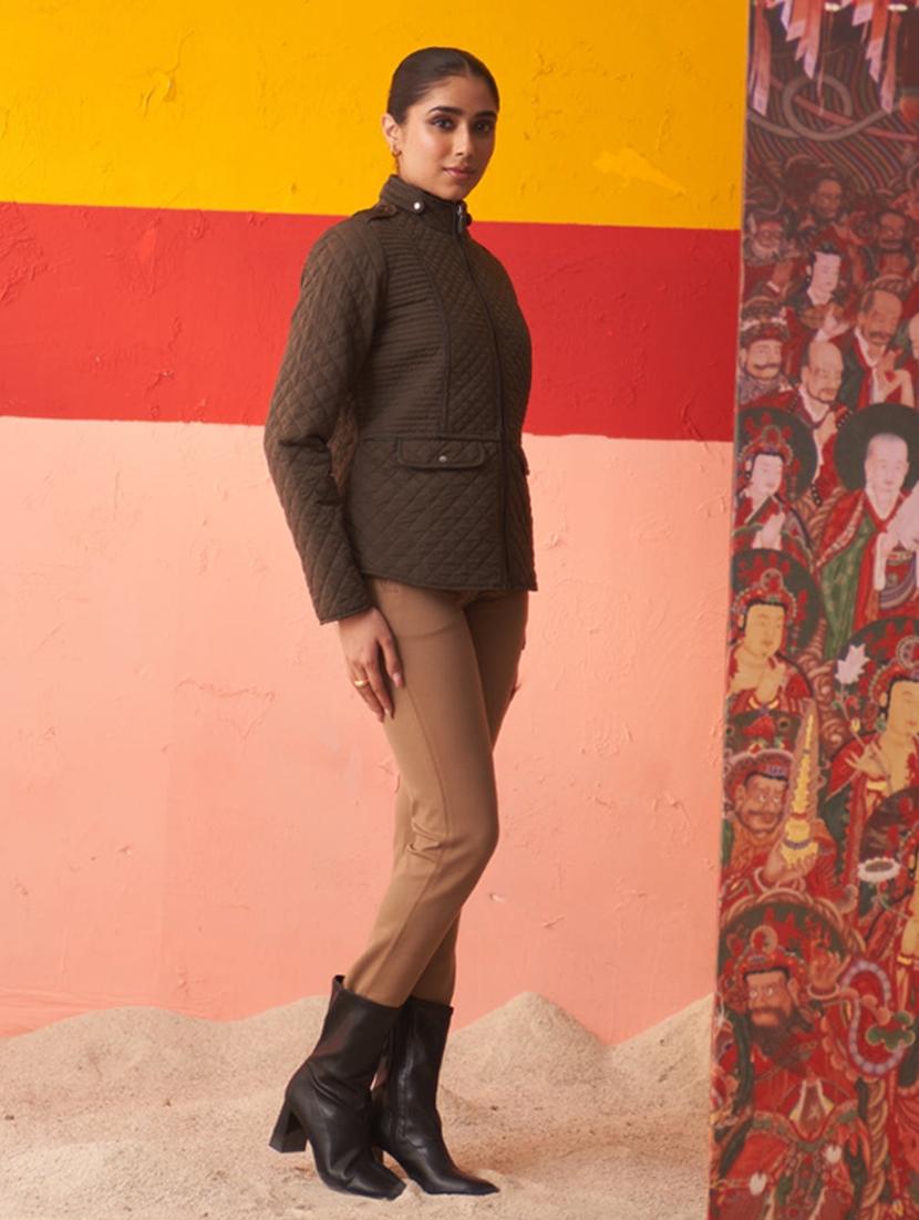 women olive nylon quilted jacket - 21431354 - Standard Image - 2