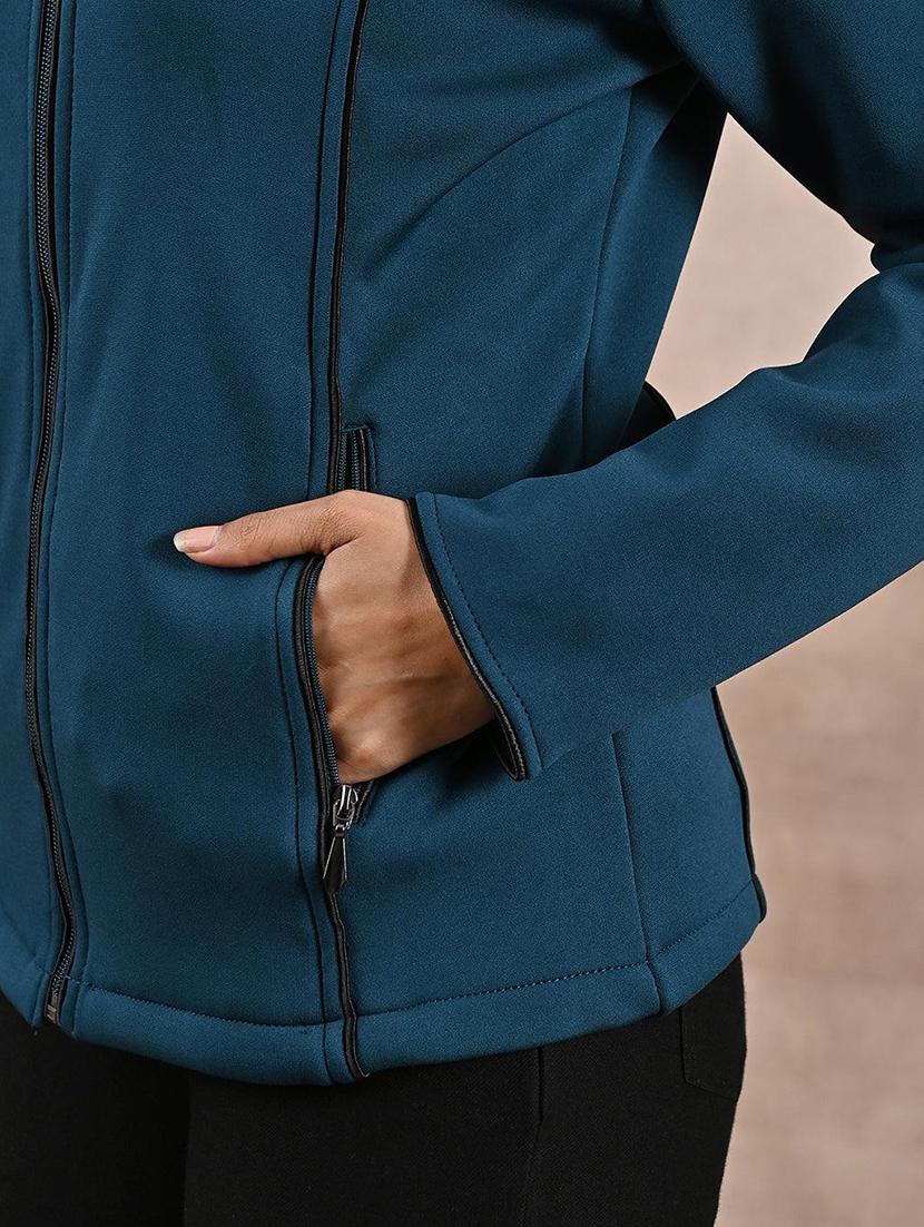 women teal solids long sleeve jacket - 21431373 - Zoom Image - 5