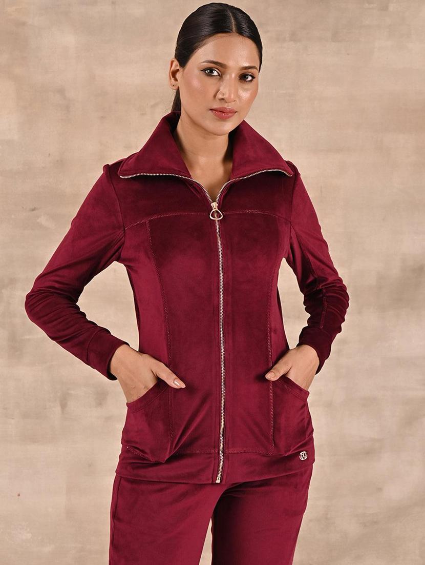 women solid long sleeve active wear sets - 21443772 - Standard Image - 3