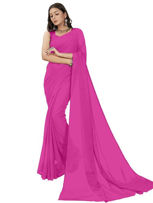 women plain casual wear saree with blouse - 21443873 - Very Small Image - 1