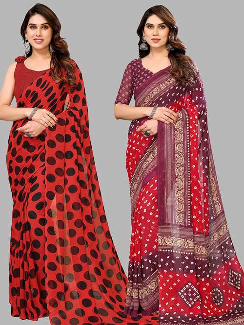 pack of 2 casual wear sarees with blouse - 21445678 - Very Small Image - 1