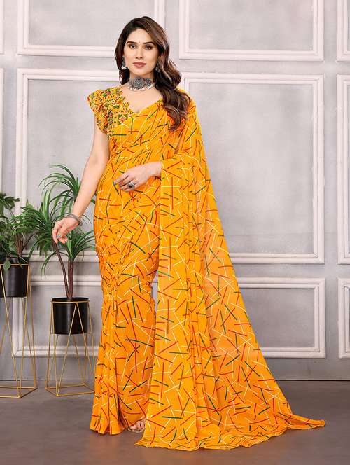 women printed casual wear saree with blouse - 21446227 - Very Small Image - 1