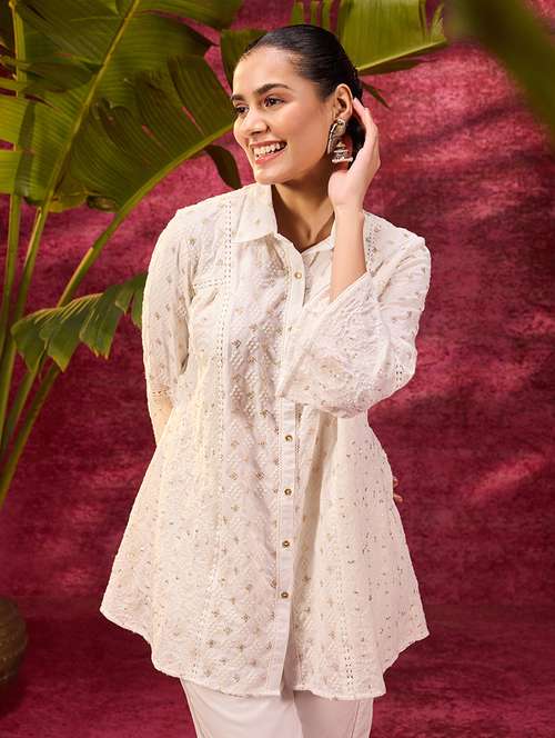 women spread collar self-designed regular shirt - 21456817 - Very Small Image - 1