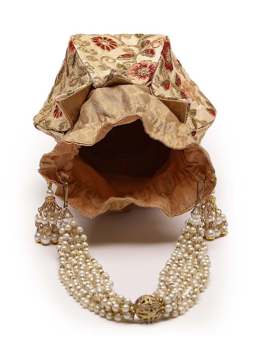 women beige embroidered potli - 21457519 - Zoom Image - 2