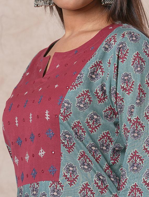 blue cotton straight kurta - 21466706 - Zoom Image - 6