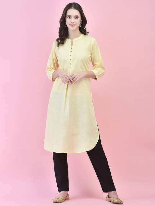 women yellow solid straight kurta - 21468127 - Very Small Image - 1