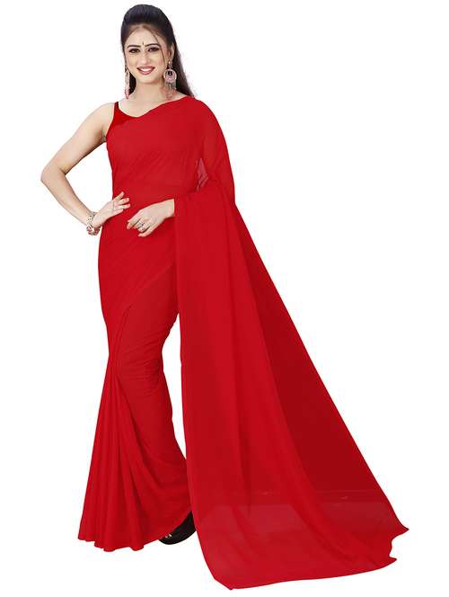 women plain casual wear saree with blouse - 21478448 - Very Small Image - 1