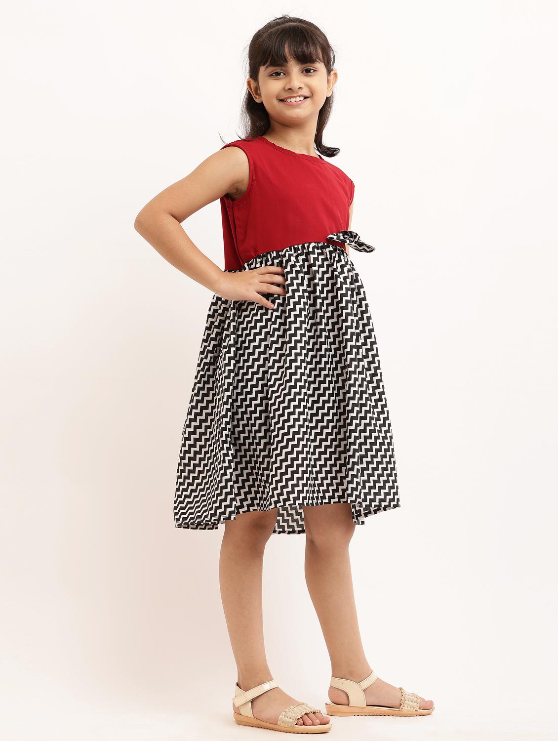 girl printed sleevless crepe frock - 21481092 - Standard Image - 3