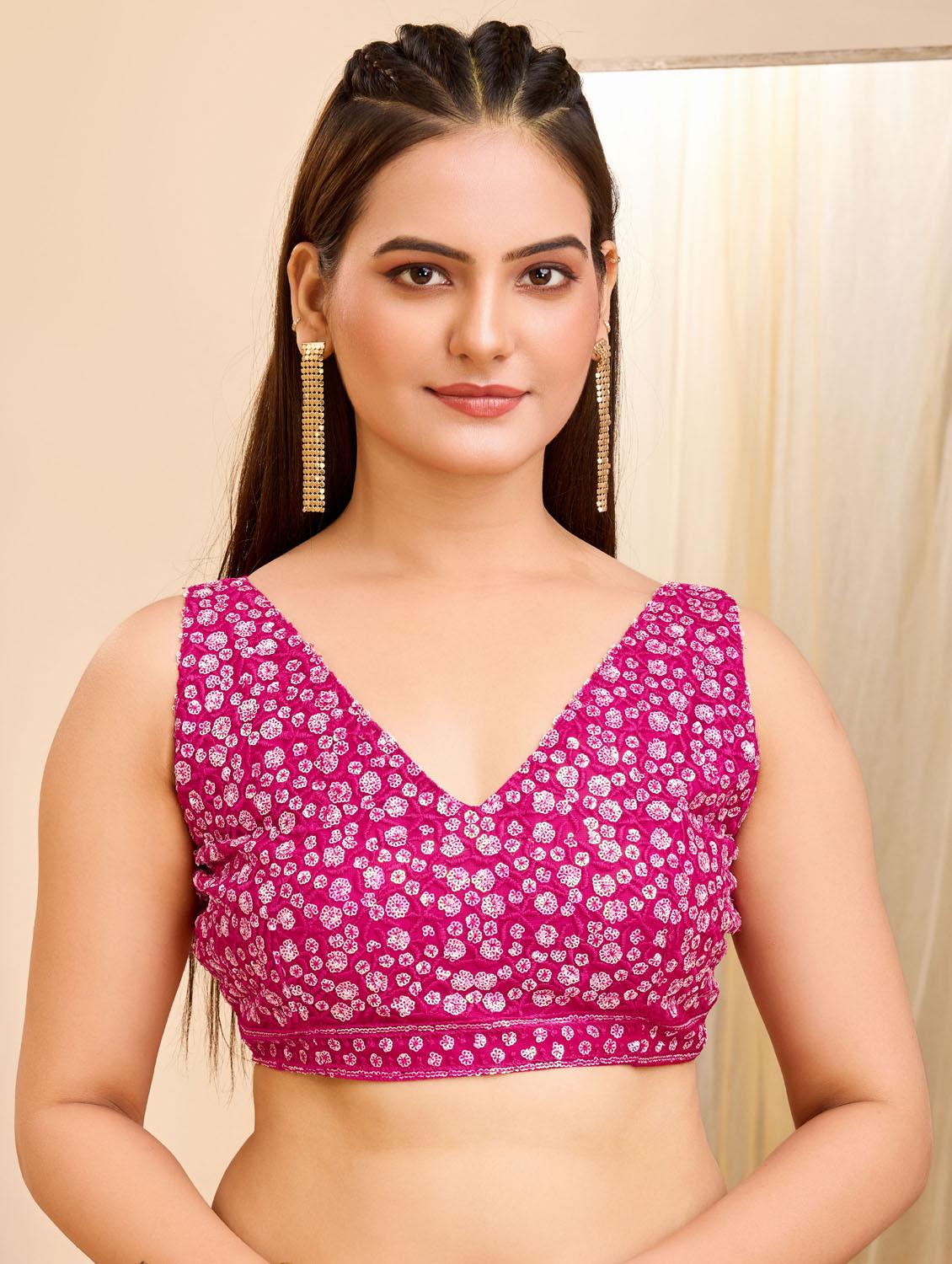 women pink embroidered saree with blouse - 21481544 - Zoom Image - 4