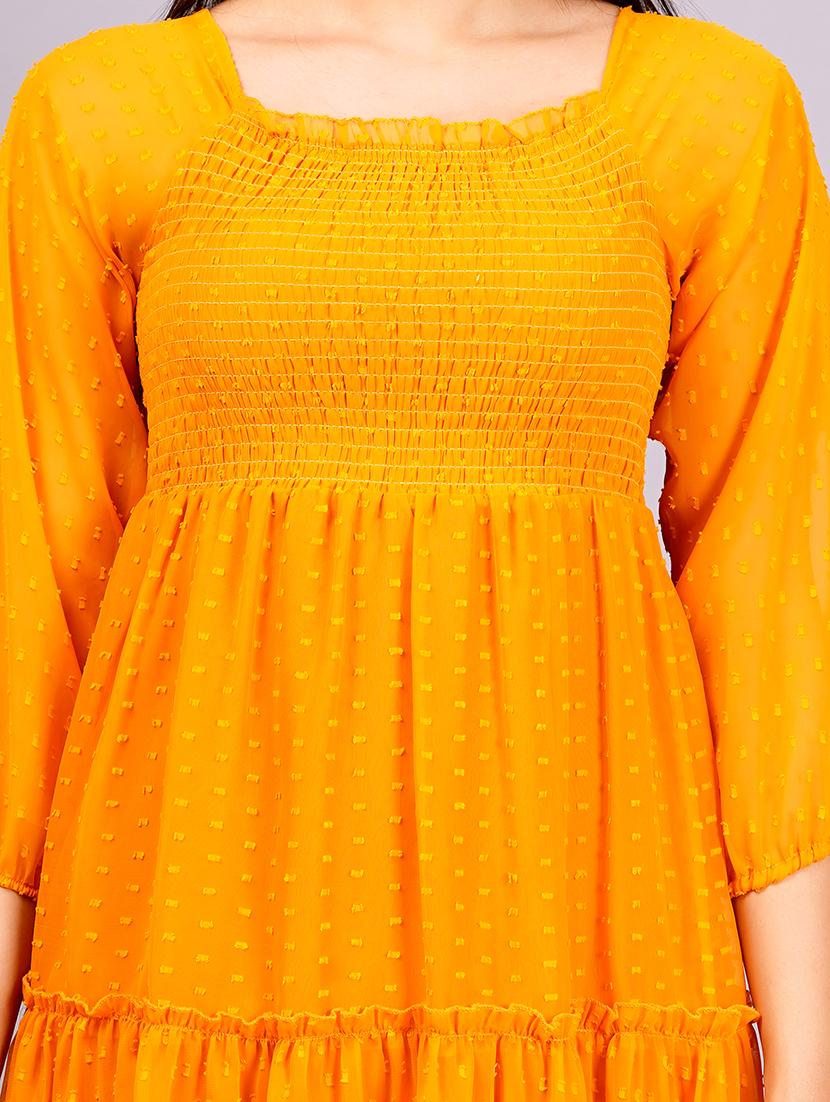 women orange square neck tiered dress - 21482593 - Standard Image - 5
