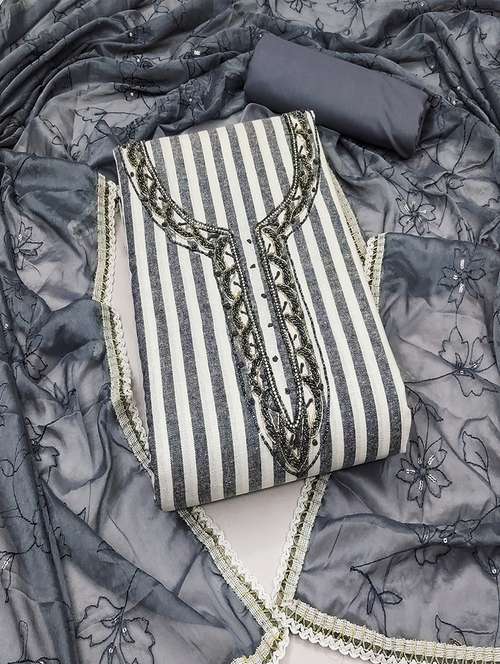 women embroidered unstitched suit set - 21483030 - Very Small Image - 1