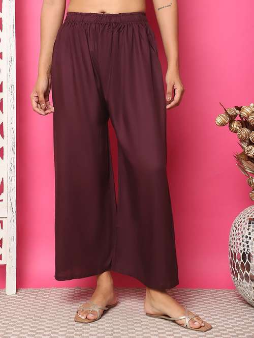 women solid rayon straight palazzo - 21483489 - Very Small Image - 1