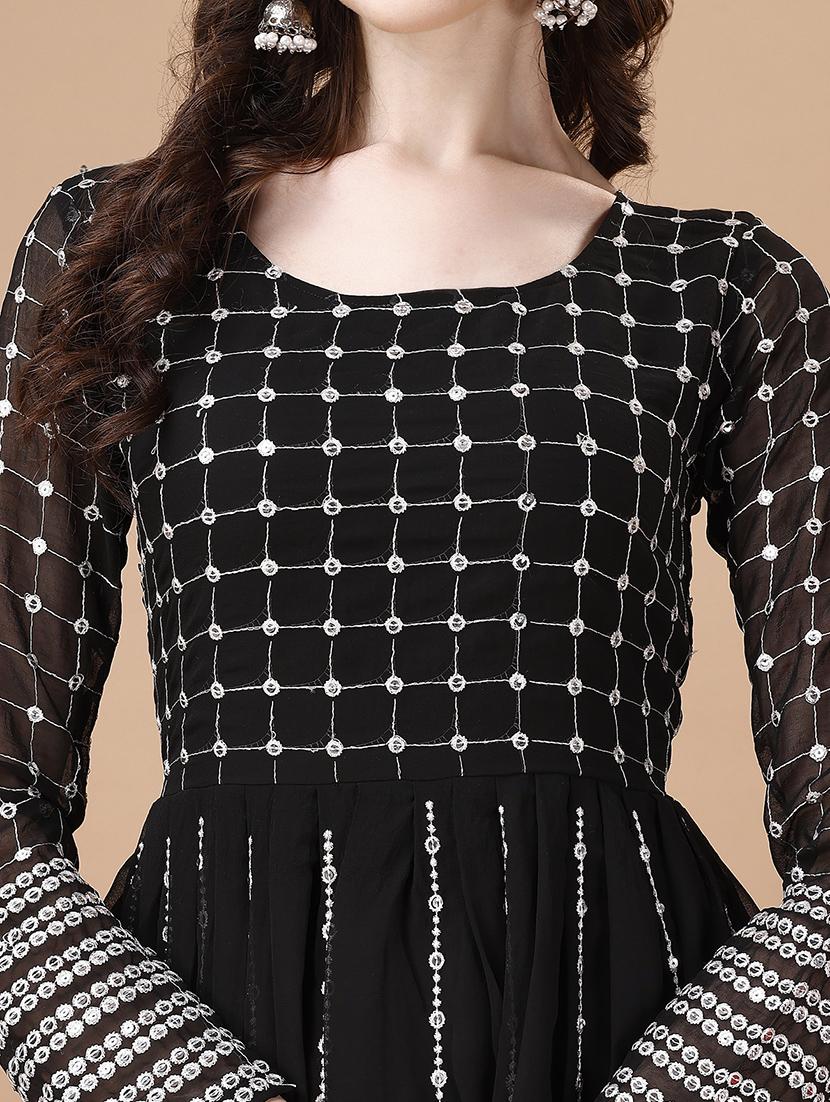 women black embroidered flared dress - 21483667 - Standard Image - 4