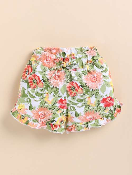 kids white printed cotton shorts  - 21484462 - Very Small Image - 1