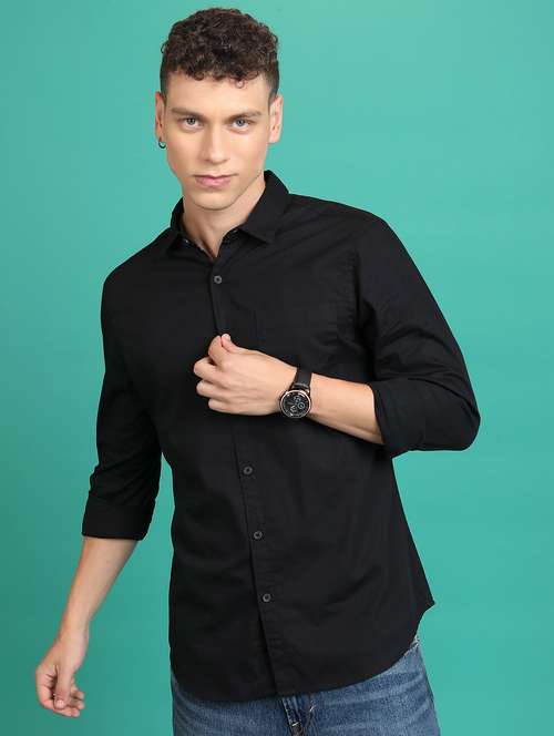 men black typography casual shirt - 21486724 - Very Small Image - 1