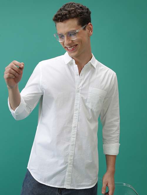 men white solid casual shirt - 21486767 - Very Small Image - 1