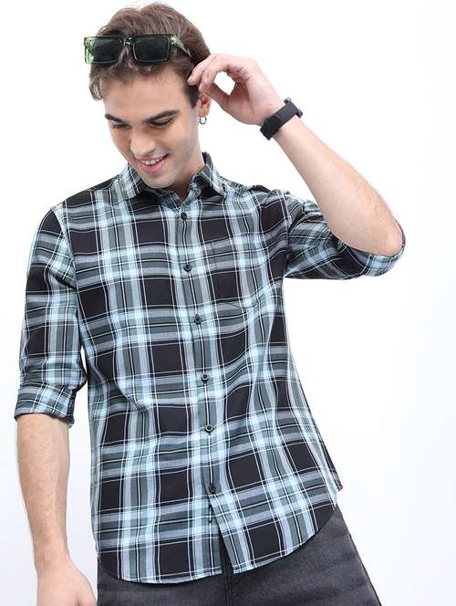 men long sleeved checkered casual shirt - 21486952 - Very Small Image - 1