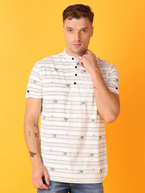 men white cotton all over printed t-shirt - 21491823 - Very Small Image - 1
