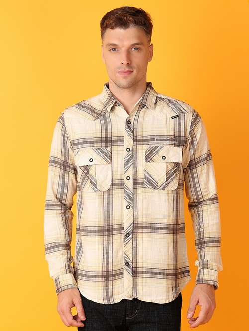 men yellow cotton casual shirt - 21491907 - Very Small Image - 1