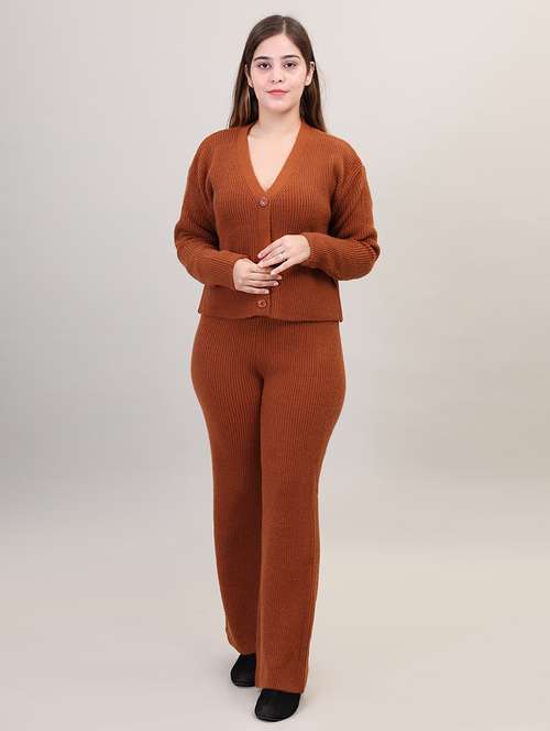 women brown wool co-ord set - 21494099 - Very Small Image - 1
