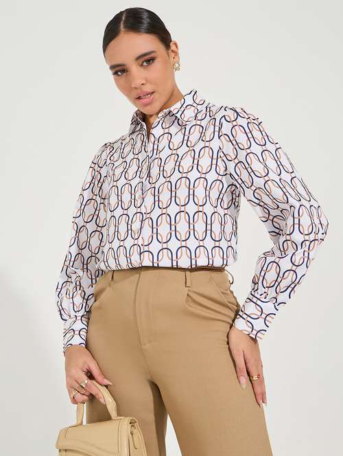 women white polyester regular shirt - 21494345 - Very Small Image - 1