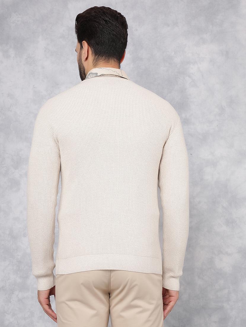 men cream self design cotton pullover - 21495840 - Zoom Image - 3