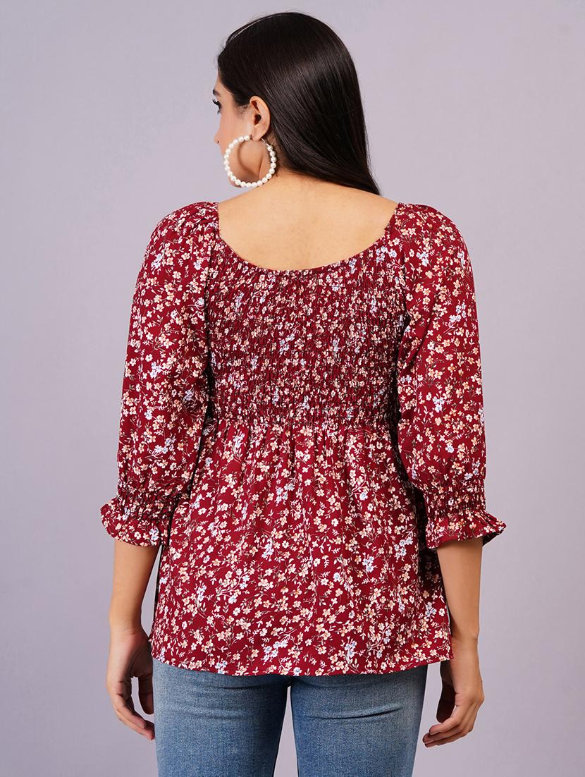 women maroon printed regular top - 21500028 - Standard Image - 4