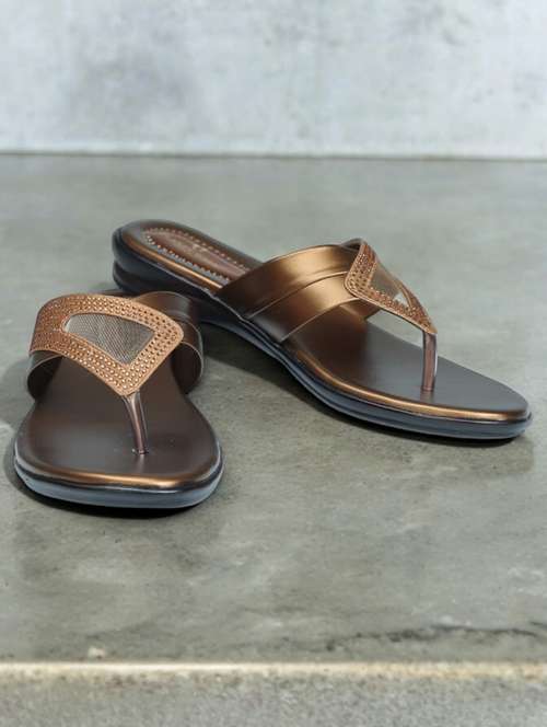 gold synthetic slip on sandals - 21500440 - Very Small Image - 1